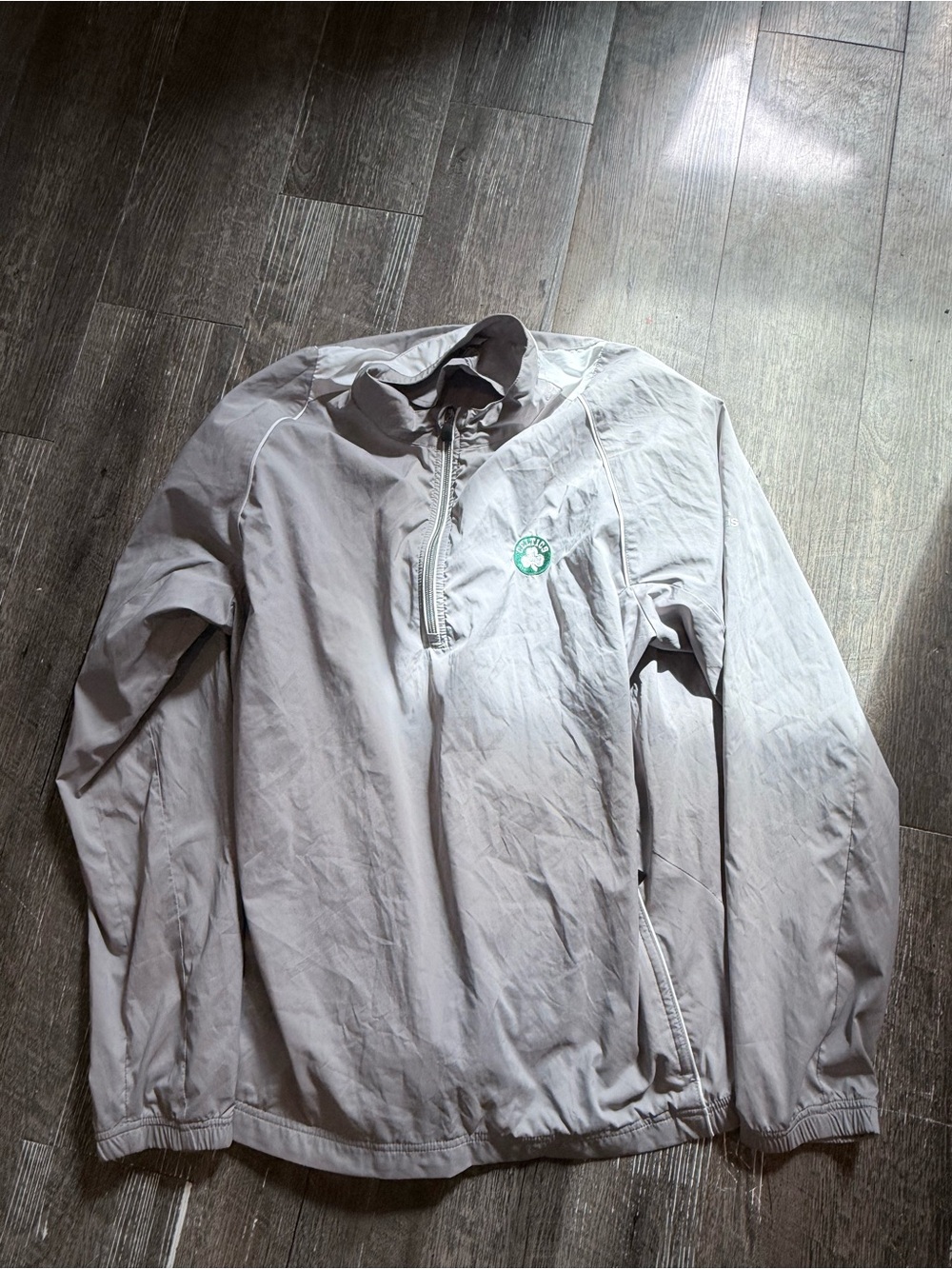 Adidas Clima Proof Golf Celtics Gray Quarter-Zip Windbreaker Jacket Men's